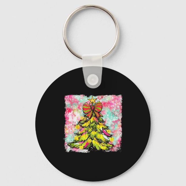 Preppy Christmas Tree Sungles Coquette Xmas Girly  Keychain (Front)