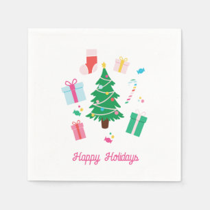 Preppy Christmas Trees Holiday Napkins