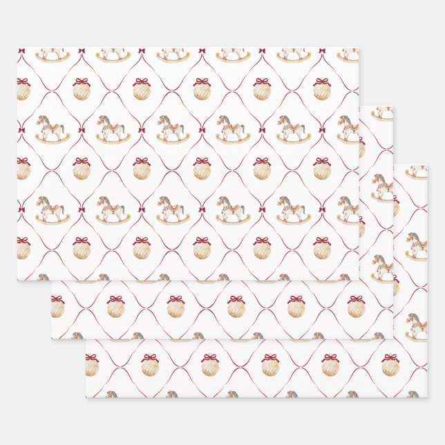 Preppy Christmas Wrapping Paper Sheets (Set)