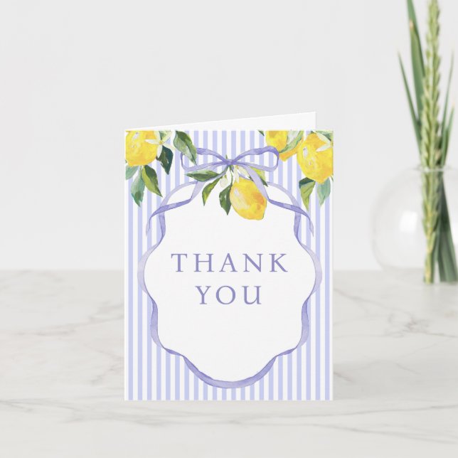 Preppy Citrus Ciao Miss Bridal Shower Thank You Invitation (Front)