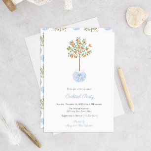 Preppy Citrus Ginger Jar Holidays Cocktail Party Invitation