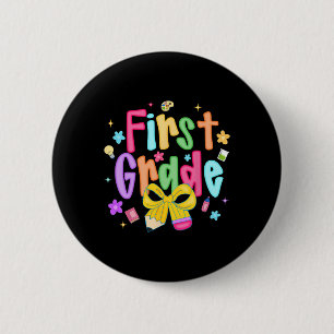 Preppy Ck To School 1st Grade Coquette Bow Girls K Button