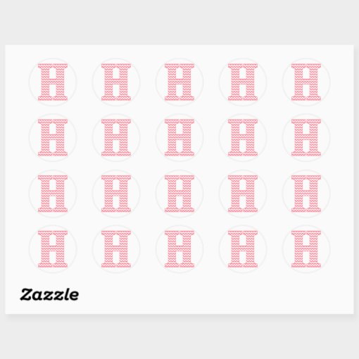 Preppy Classic Pink Chevon Letter H Monogram Classic Round Sticker | Zazzle