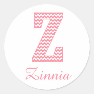 Preppy Classic Pink Chevon Letter Z Monogram Classic Round Sticker