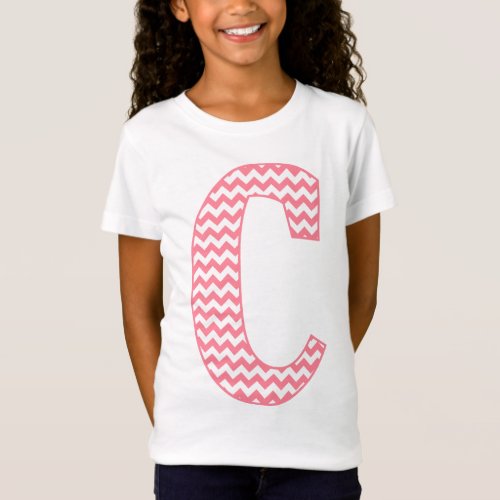Preppy Classic Pink Chevron Letter C Monogram T_Shirt