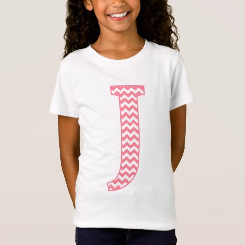 Preppy Classic Pink Chevron Letter J Monogram T_Shirt