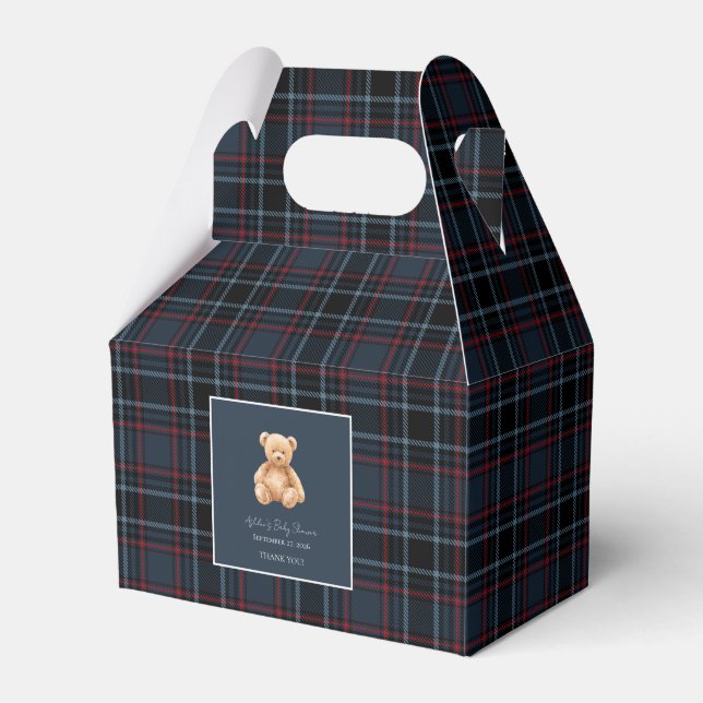 Preppy Classic Teddy Bear Baby Shower  Favor Boxes (Front Side)