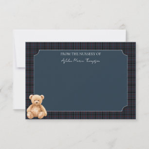 Preppy Classic Teddy Bear Baby Shower Thank You Note Card