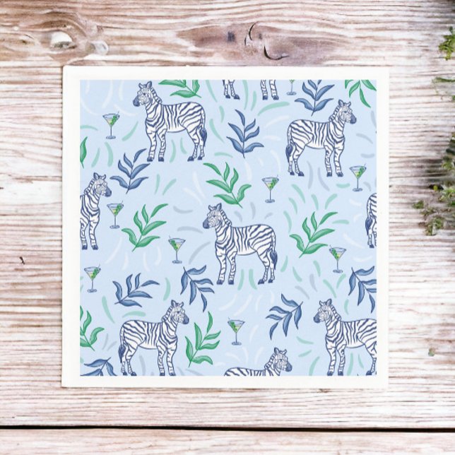 Preppy Classic Zebras and Martinis Blue  Napkins (Creator Uploaded)