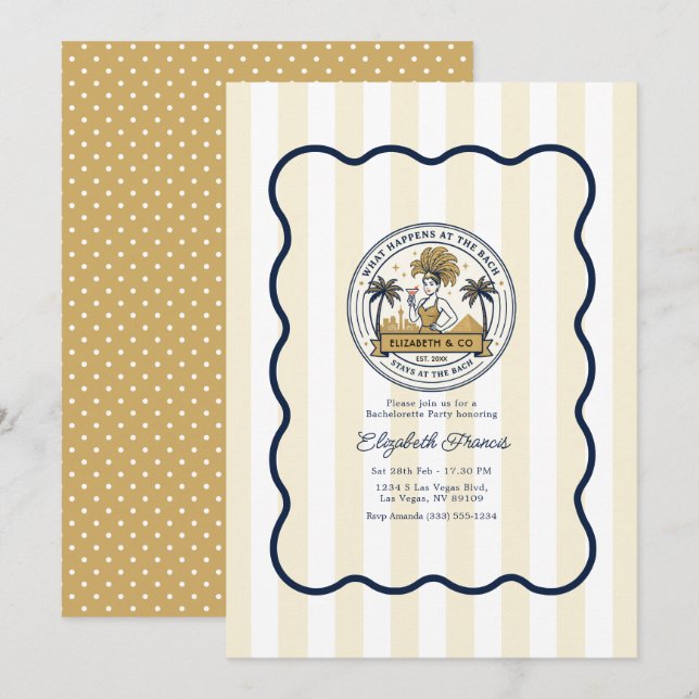 Preppy Club Bach Las Vegas Bachelorette Invitation (Front/Back)
