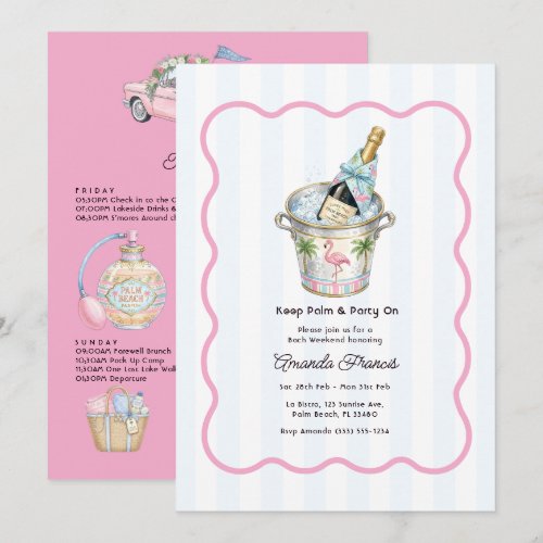 Preppy Club Palm Beach Bachelorette Weekend Invitation
