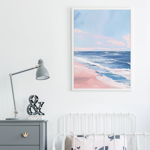 Preppy Coastal Beach Gouache Art Poster