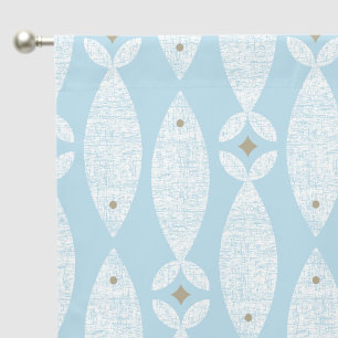 Preppy coastal blue fish blackout curtains