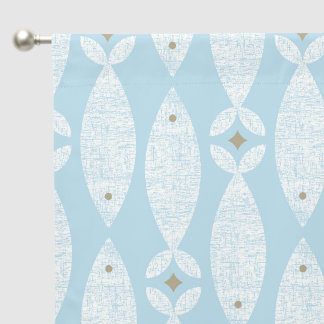 Preppy coastal blue fish blackout curtains