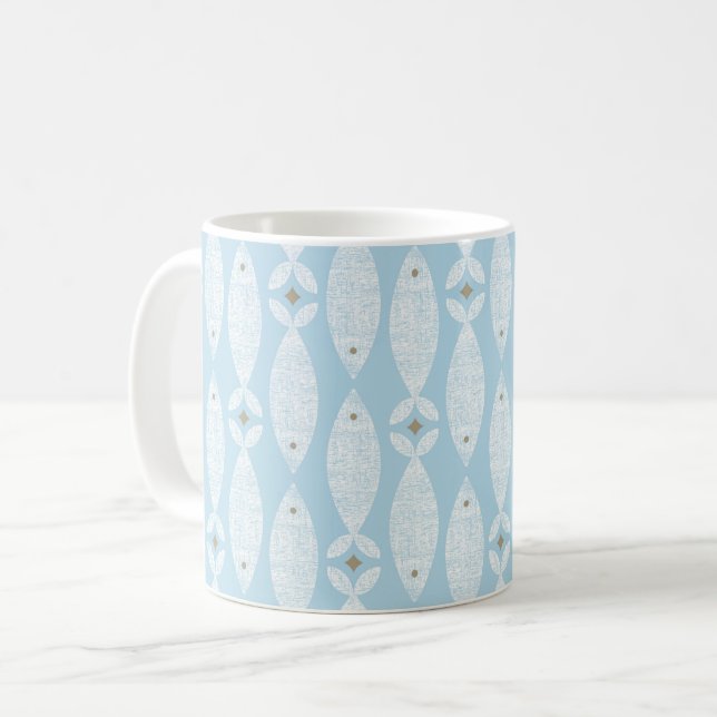 Preppy coastal blue fish coffee mug (Front Left)