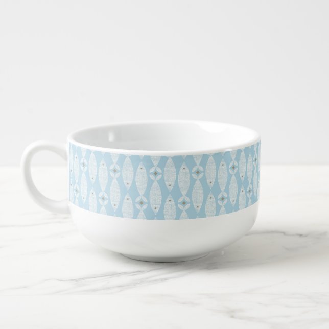 Preppy coastal blue fish soup mug (Right)