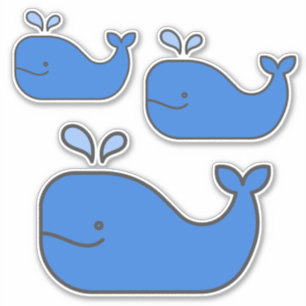 Preppy Coastal Blue Whales Sticker