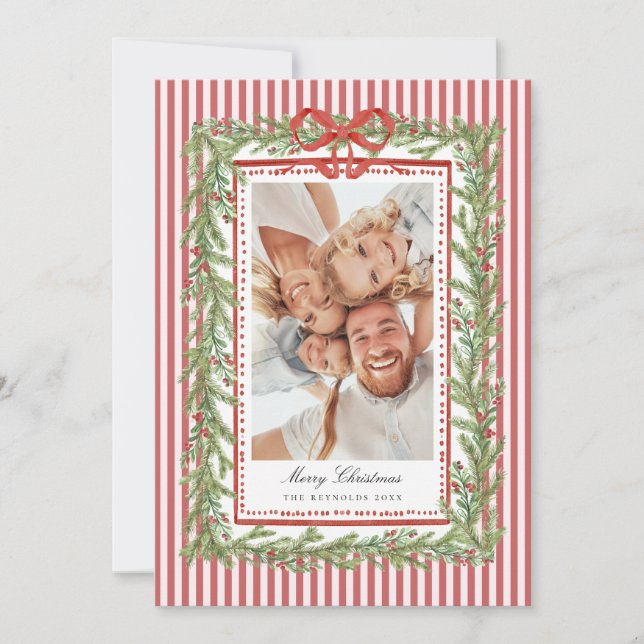 Preppy Coastal Bow Family Photo Christmas Holiday  (Front)