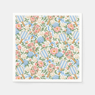 Preppy Coastal Chic Pickleball Blue & Blush Pink Napkins