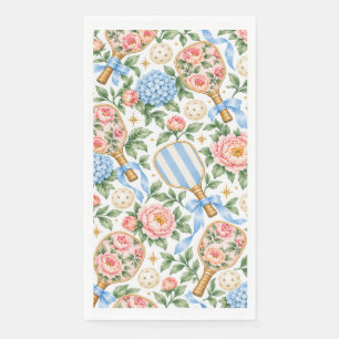 Preppy Coastal Chic Pickleball Blue & Blush Pink Paper Guest Towels