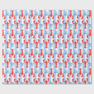 Preppy Coastal Lobster and Bows Wrapping Paper