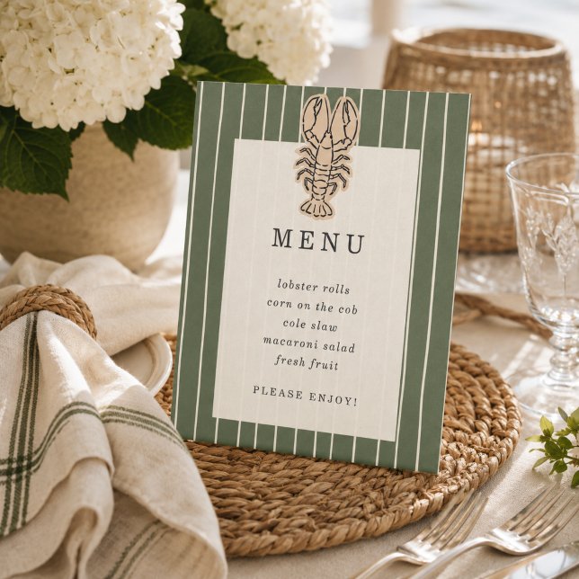 Preppy Coastal Lobster First Birthday Menu Sign (Preppy Coastal Lobster First Birthday Menu Sign
)