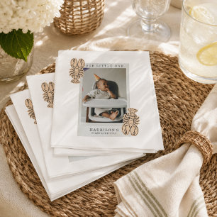 Preppy Coastal Lobster First Birthday Napkins