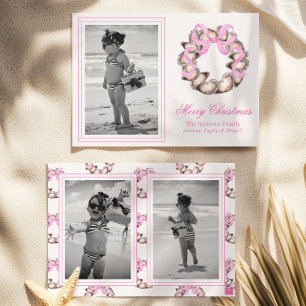 Preppy Coastal Oyster Bow Wreath Photo Holiday