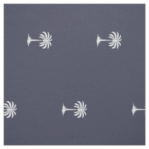 Preppy Coastal Palm Tree on Midnight Blue Fabric