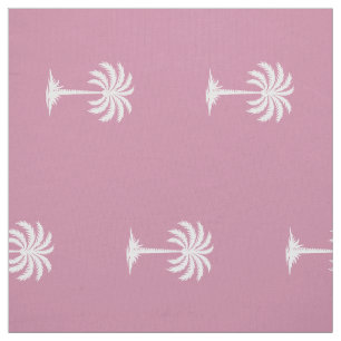 Preppy Coastal Palm Trees on Dusty Pink Fabric