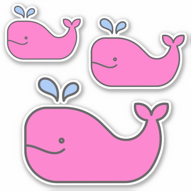 Preppy Coastal Pink Whales  Sticker (Front)