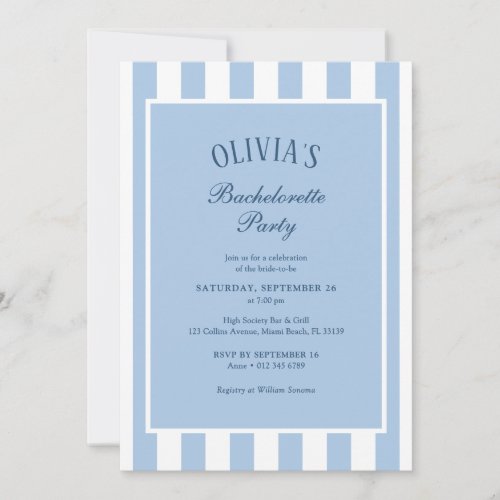 Preppy Coastal Stripe Bachelorette Party Invitation