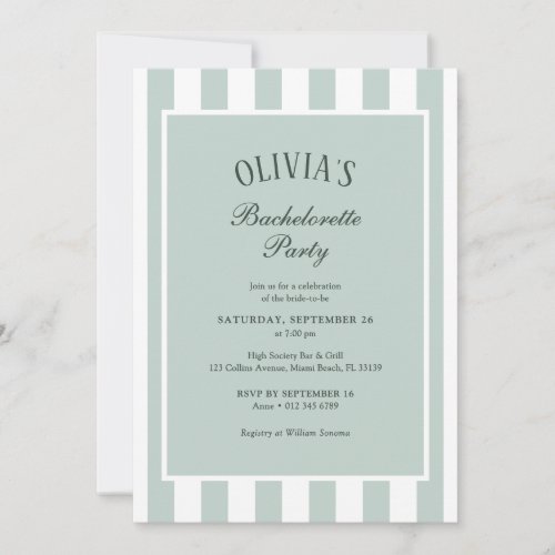 Preppy Coastal Stripe Bachelorette Party Invitation