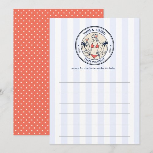 Preppy Coastal Tinis & Bikinis Bridal Advice Card