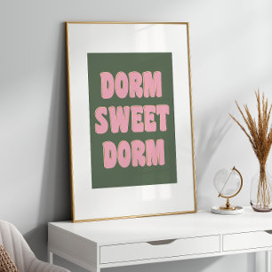 Preppy College Dorm Room Typography Pink Green Poster