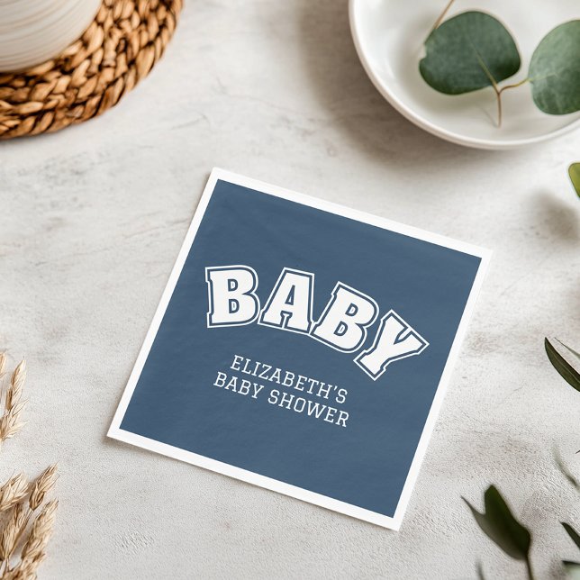 Preppy Collegiate Varsity Navy Baby Shower Napkins (Preppy Collegiate Varsity Navy Baby Shower Napkins)