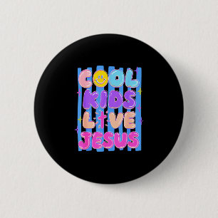 Preppy cool kids love jesus stripes christian button