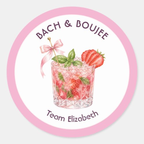 Preppy Coquette Bach & Boujee Cocktail Bach Party Classic Round Sticker