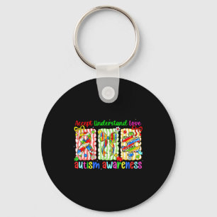 Preppy coquette bow autism awareness accept keychain