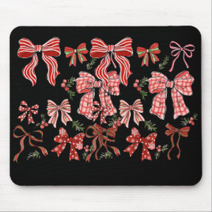 Preppy Coquette Bow Deck The Halls With Bows And H Mouse Pad