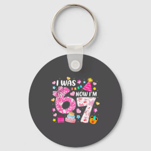 Preppy Coquette Bow I Was 6 Now I'm 7 7th Birthday Keychain