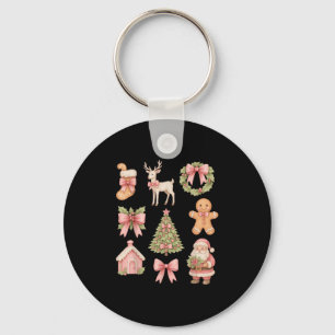 Preppy Coquette Bow Nk Christmas Tree Santa Ginger Keychain