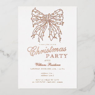 Preppy Coquette Bow Winter Christmas Lights Party Foil Invitation