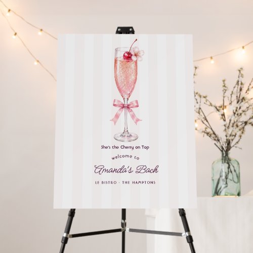 Preppy Coquette Cherry on Top Bachelorette Welcome Foam Board