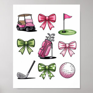 Preppy Coquette Golf For Women Girls Poster