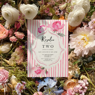 Preppy Coquette Grandmillenial Girl Birthday Invitation