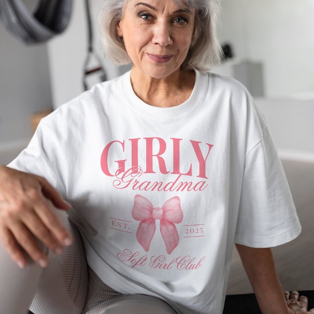 Preppy Coquette Mama Personalized Girly Grandma T-Shirt (Creator Uploaded)