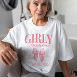 Preppy Coquette Mama Personalized Girly Grandma T-Shirt<br><div class="desc">Our Preppy Coquette Mama Personalized Girly Grandma T-Shirt, designed with the soft girl era coquette shirt aesthetic and a charming pink bow girlie aesthetic. This shirt is the perfect choice for stylish grandmas-to-be or those looking to celebrate their grandmother status in a fashionable way. With its personalized design, this shirt...</div>