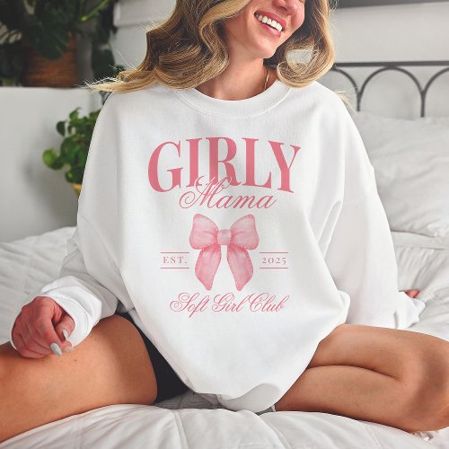 Preppy Coquette Mama Personalized Girly Mom Pink Sweatshirt