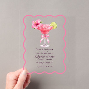 Preppy Coquette Margs & Matrimony Bachelorette Acrylic Invitations